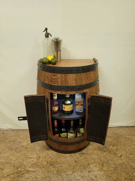 1/2 Whiskey Barrel Double Door Cabinet-Storage c/Lights - Aunt Molly's Barrel Products