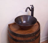 3/4 Whiskey Barrel Vanity Sink 19" Depth for Small Bathroom-Round Vessel Sink-Faucet-Stopper - Aunt Molly's Barrel Products