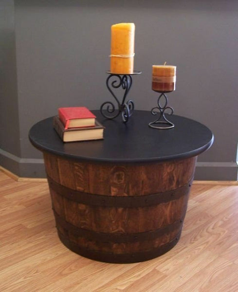 Authentic Real Half Whiskey Barrel Coffee Table-End Table - Aunt Molly's Barrel Products