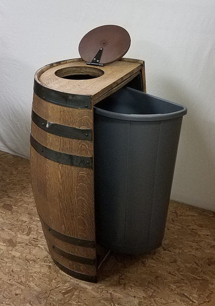 Half Whiskey Barrel Trash Can with Lid and Liner-Kitchen-Game Room-Out –  Aunt Molly's Barrel Products