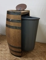 Half Whiskey Barrel Trash Can with Lid and Liner-Kitchen-Game Room-Outdoors