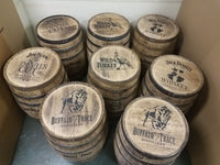 Jim Beam Devil's Cut Whiskey Barrel Lettered on Top and Front - Aunt Molly's Barrel Products