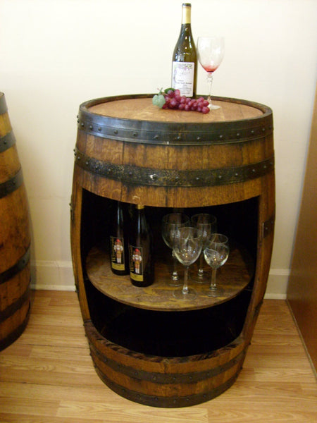 Whiskey Barrel Open Shelf Cabinet - Aunt Molly's Barrel Products