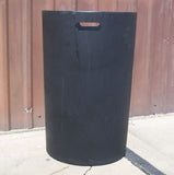 Whiskey Barrel Trash Can with Double Hinged Lid and Liner - Aunt Molly's Barrel Products