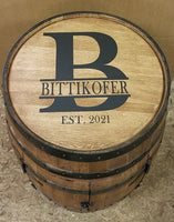 Whiskey Barrel with Your Personalization on Top or Front - Aunt Molly's Barrel Products